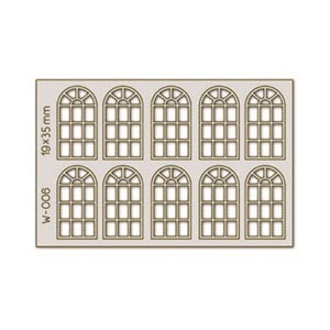 Proses W-006 10 pcs 19X35mm 14 Pane Arched Windows H0/00