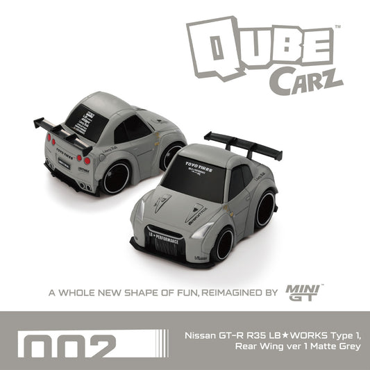 QubeCarz 002 Nissan GT-R R35 LB Works Type1 Rear Wing v1 Matte Grey by MiniGT