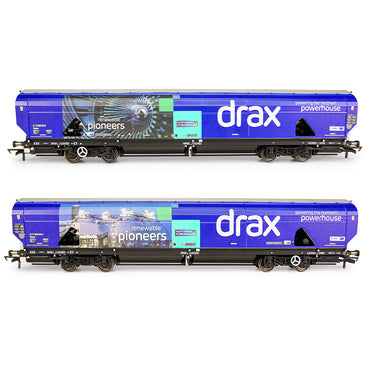 Hornby R60177A Drax Biomass Wagon Pack, 83700698083-8 & 83700698158-8