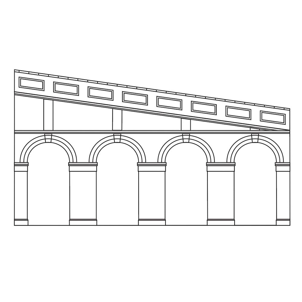 Hornby R7374 High Stepped Arched Retaining Walls x 2 (Red Brick) 1:76/OO Gauge