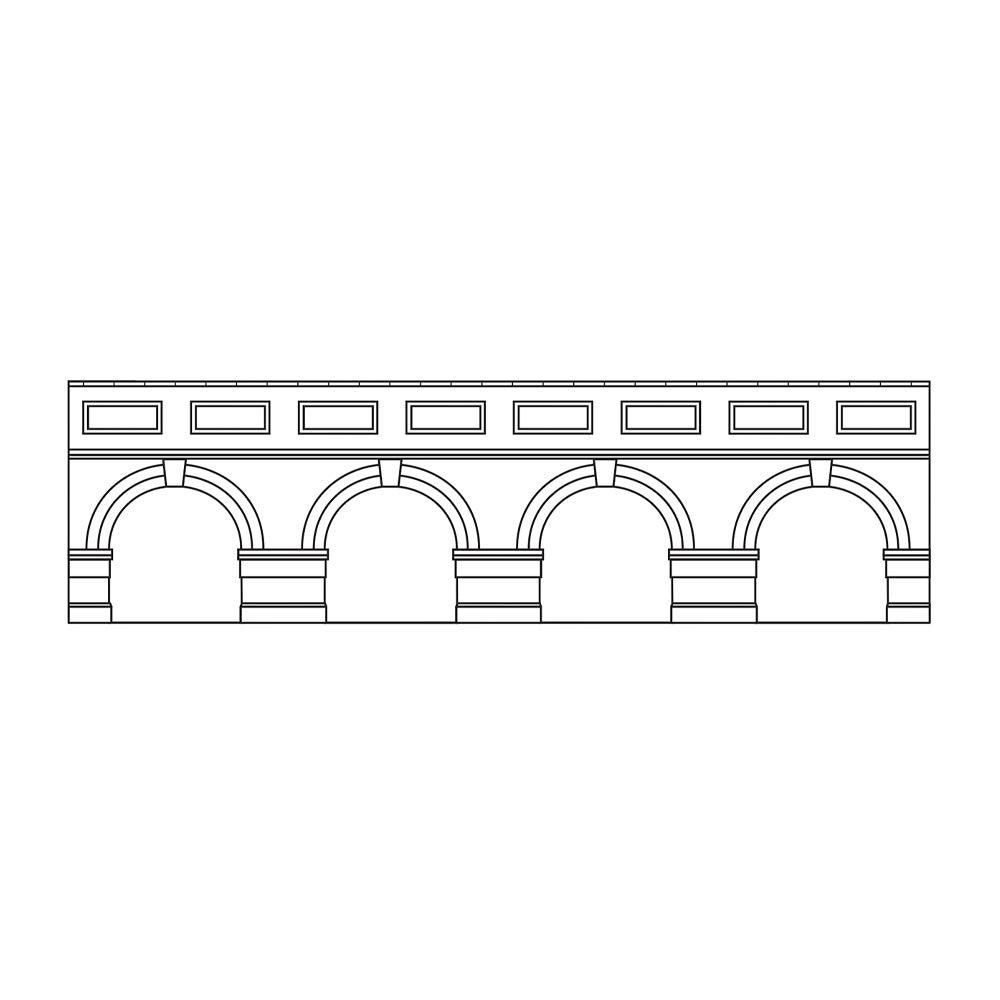 Hornby R7388 Low Level Arched Retaining Walls x2 (Red Brick) 1:76/OO Gauge