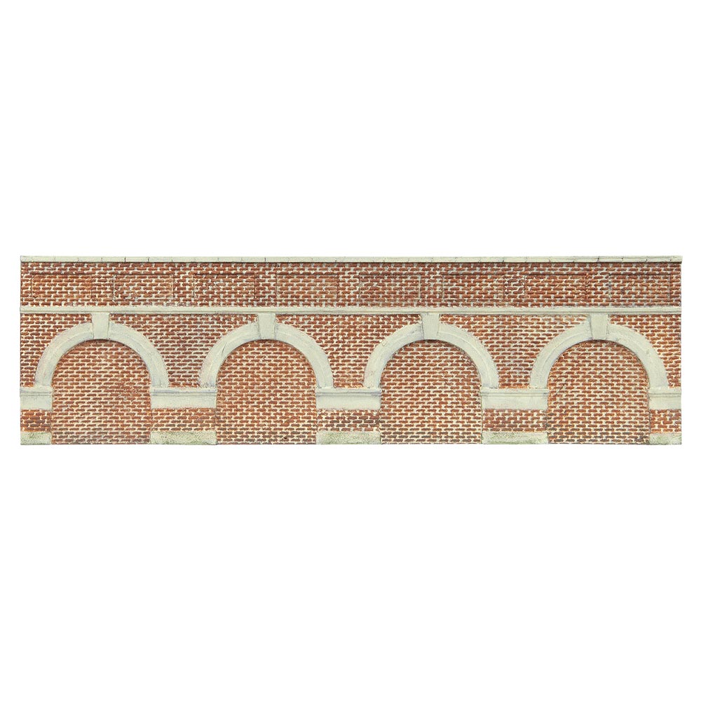 Hornby R7388 Low Level Arched Retaining Walls x2 (Red Brick) 1:76/OO Gauge