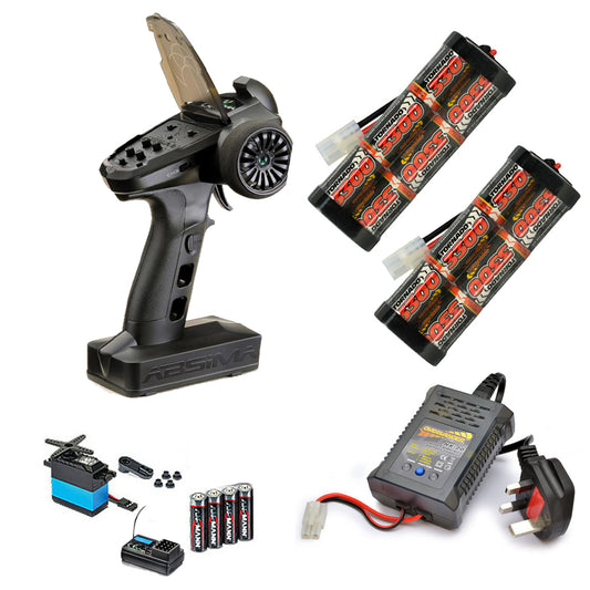 RC Car Wheel Radio, 3300mah Batteries, Fast Charger Combo - Perfect for Tamiya RC