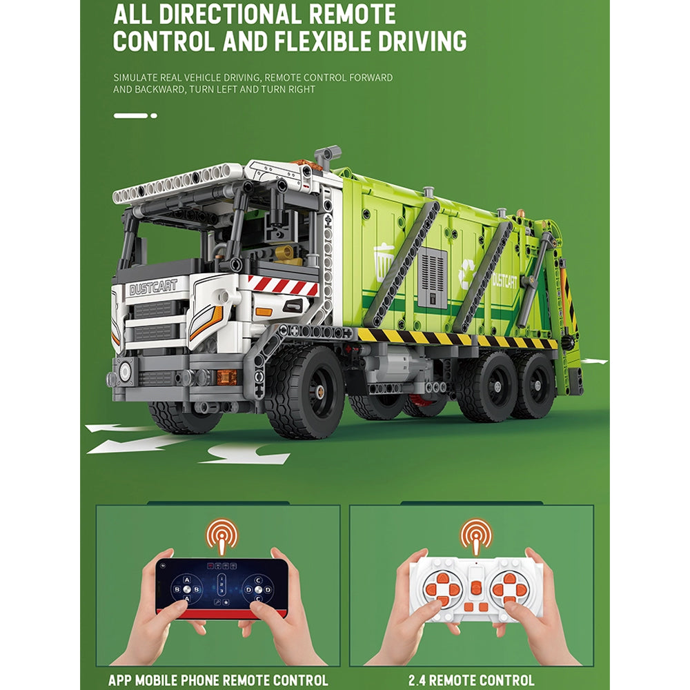 Reobrix 22022 Garbage Truck Rubbish Lorry RC Brick Model 1458pcs Age 14+