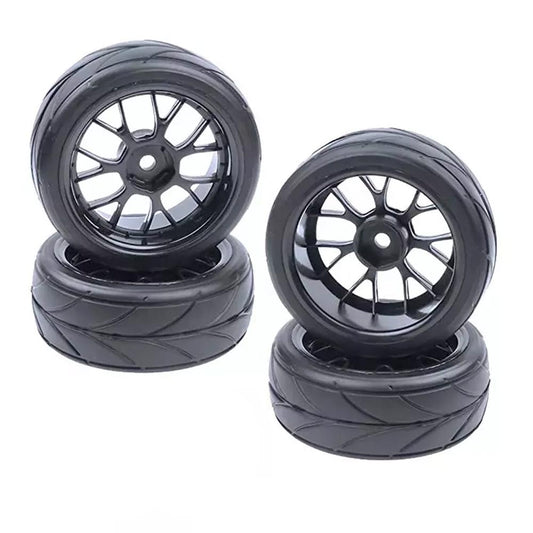 RC Car 1:10 Wheels w/V-Tread Tyres 12mm Hex - Black