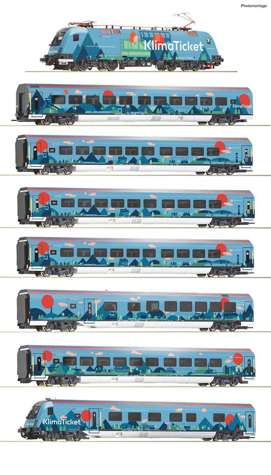Roco 61502 OBB Rh1116 Klimajet Passenger Train Pack IV (~AC-Sound) HO