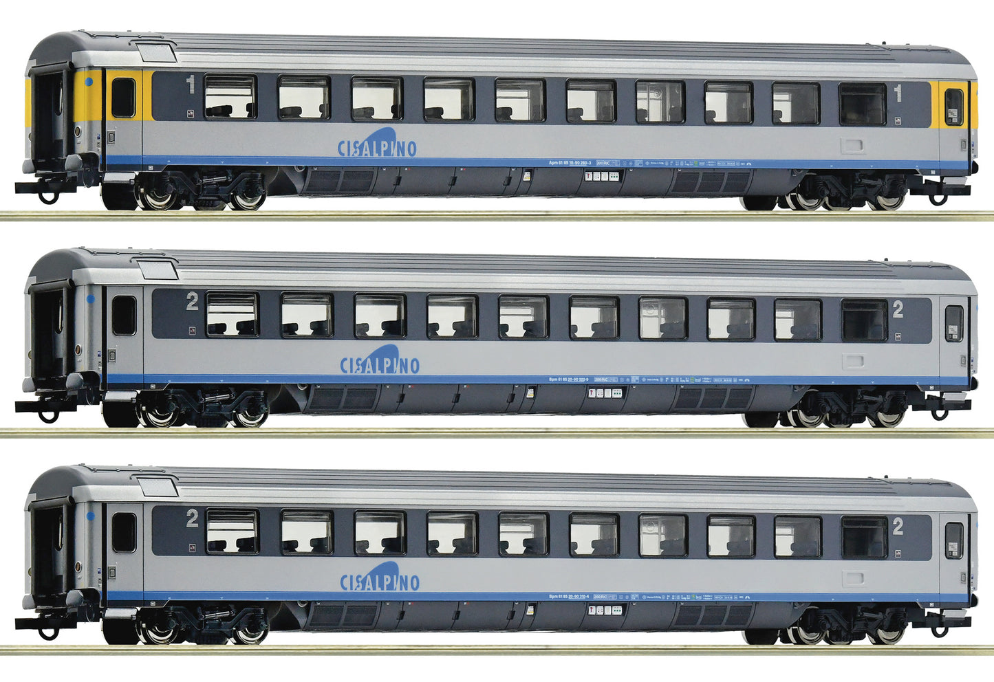 Roco Cisalpino Apm/Bpm/Bpm Coach Set (3) V HO Gauge RC6200033