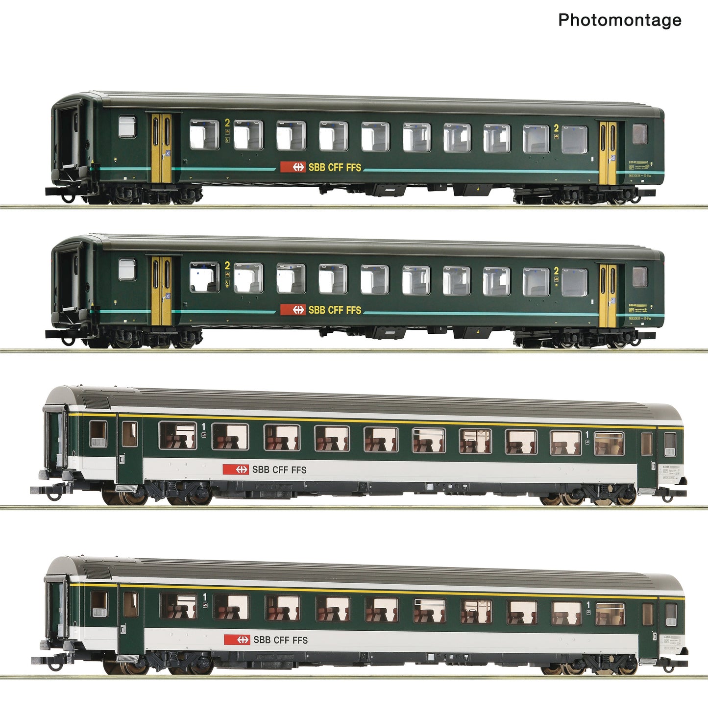 Roco SBB IR1617 B/A Coach Set (4) V RC6200091 HO Gauge