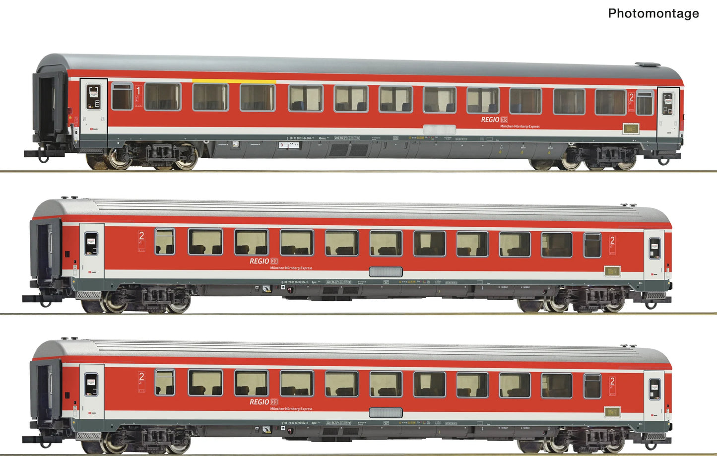 Roco DBAG RE Abvmsz/Bpmz MUC-NBG Coach Set (3) VI RC6200096 HO Gauge