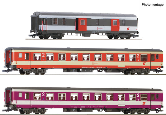 Roco OBB D704 Express Train Bmpz/Ds Coach Set (3) V RC6200127 HO Gauge