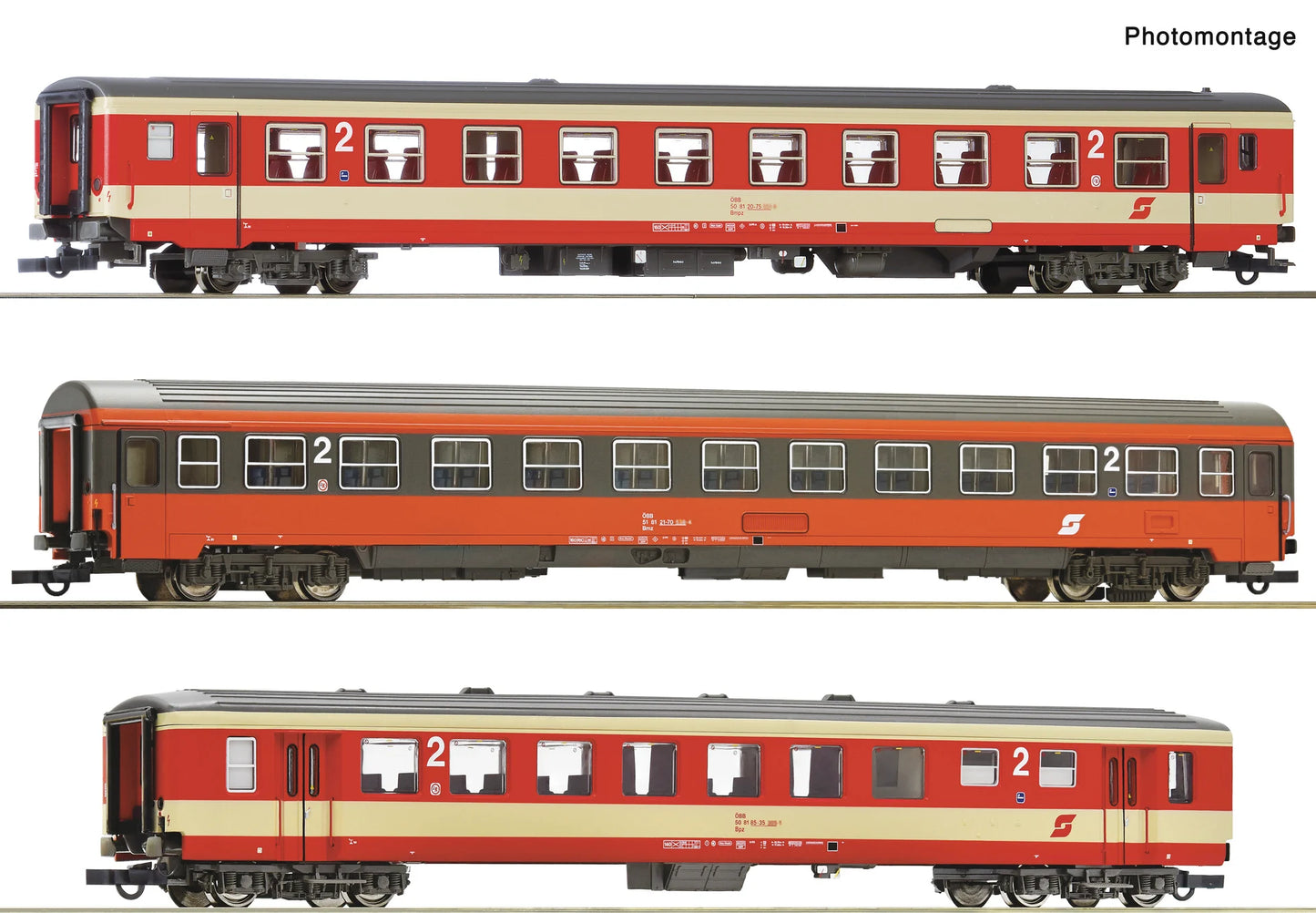 Roco OBB D704 Express Train Bmpz/Bmz/Bpz Coach Set (3) V RC6200128 HO Gauge