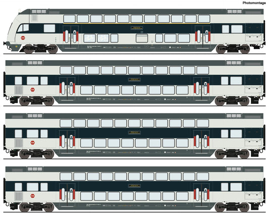 Roco DSB Abs/B/Bk Bi-Level Coach Set (4) VI (DCC-Fitted) RC6210147 HO Gauge