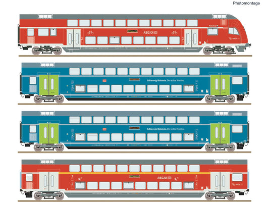 Roco 6210250 DBAG DBpza/DBpbzfa Bi-Level Coach Set (4) VI HO Gauge