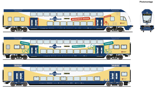 Roco Metronom Bi-Level Coach Set (3) VI (~AC) HO Gauge RC6220105