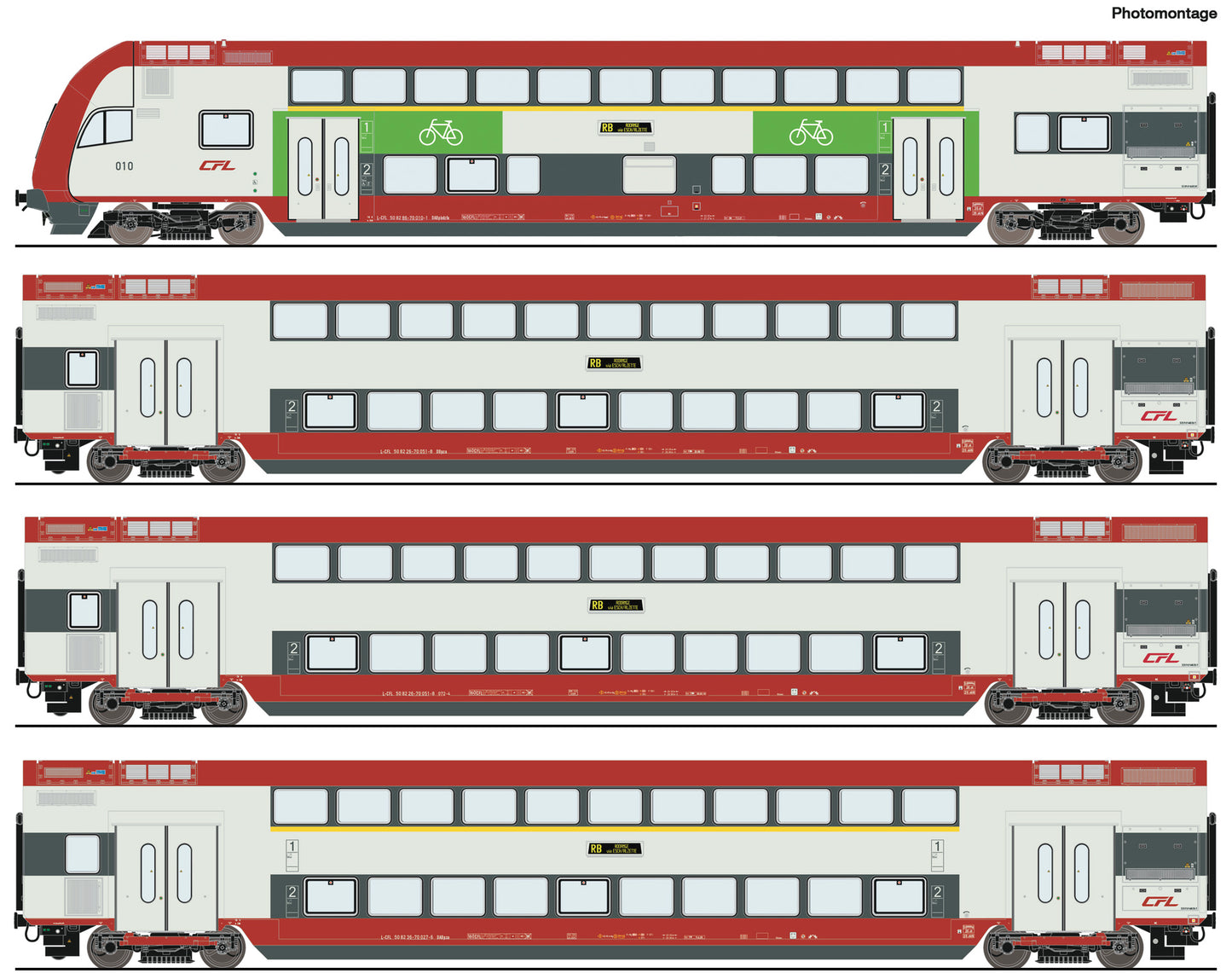 Roco CFL Bi-Level Coach Set (4) VI (~AC) RC6220148 HO Gauge