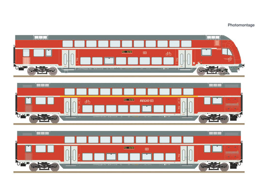 Roco 6220248 DBAG RE2 Munich-Hof Bi-Level Coach Set (3) VI (~AC) HO Gauge