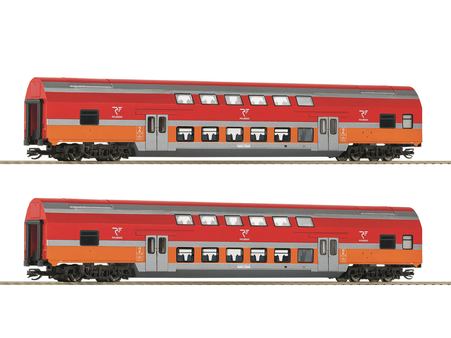 Roco Polregio B16mnopux 2nd Class Bi-Level Coach Set (2) VI RC6280047 TT Gauge
