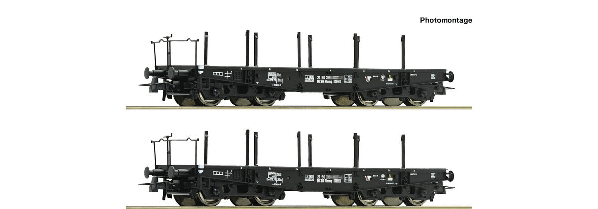 Roco DR Rlmmp Heavy Duty Bogie Stake Wagon Set (2) IV RC6600031 HO Gauge