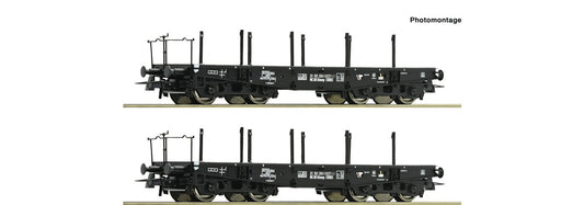 Roco DR Rlmmp Heavy Duty Bogie Stake Wagon Set (2) IV RC6600031 HO Gauge