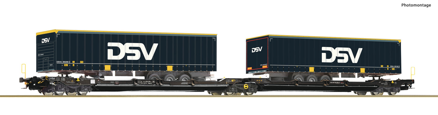 Roco TXL T3000e Dbl Pocket Wagon w/2xDSV Trailer Load VI HO Gauge RC6600034