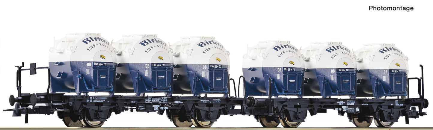 Roco DB Laabkkmms Dbl Flat Wagon w/Spherical Container Load IV HO Gauge RC6600053