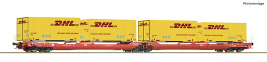 Roco DBAG T3000e Dbl Pocket Wagon w/DHL Swapbody Load VI HO Gauge RC6600057
