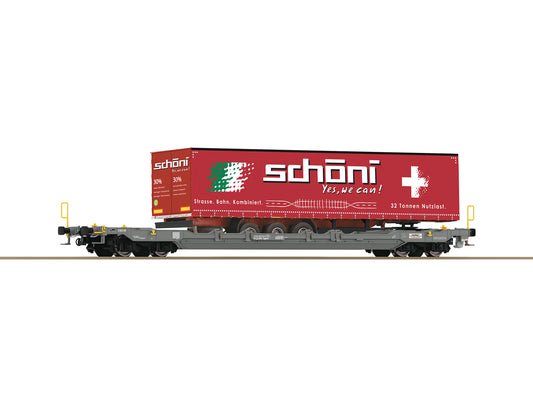 Roco Hupac T5 Pocket Wagon w/Schoni Trailer Load VI HO Gauge RC6600065
