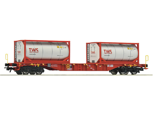 Roco OBB/RCW Sgnss Bogie Flat Wagon w/2xTWS Container Load VI HO Gauge RC6600077