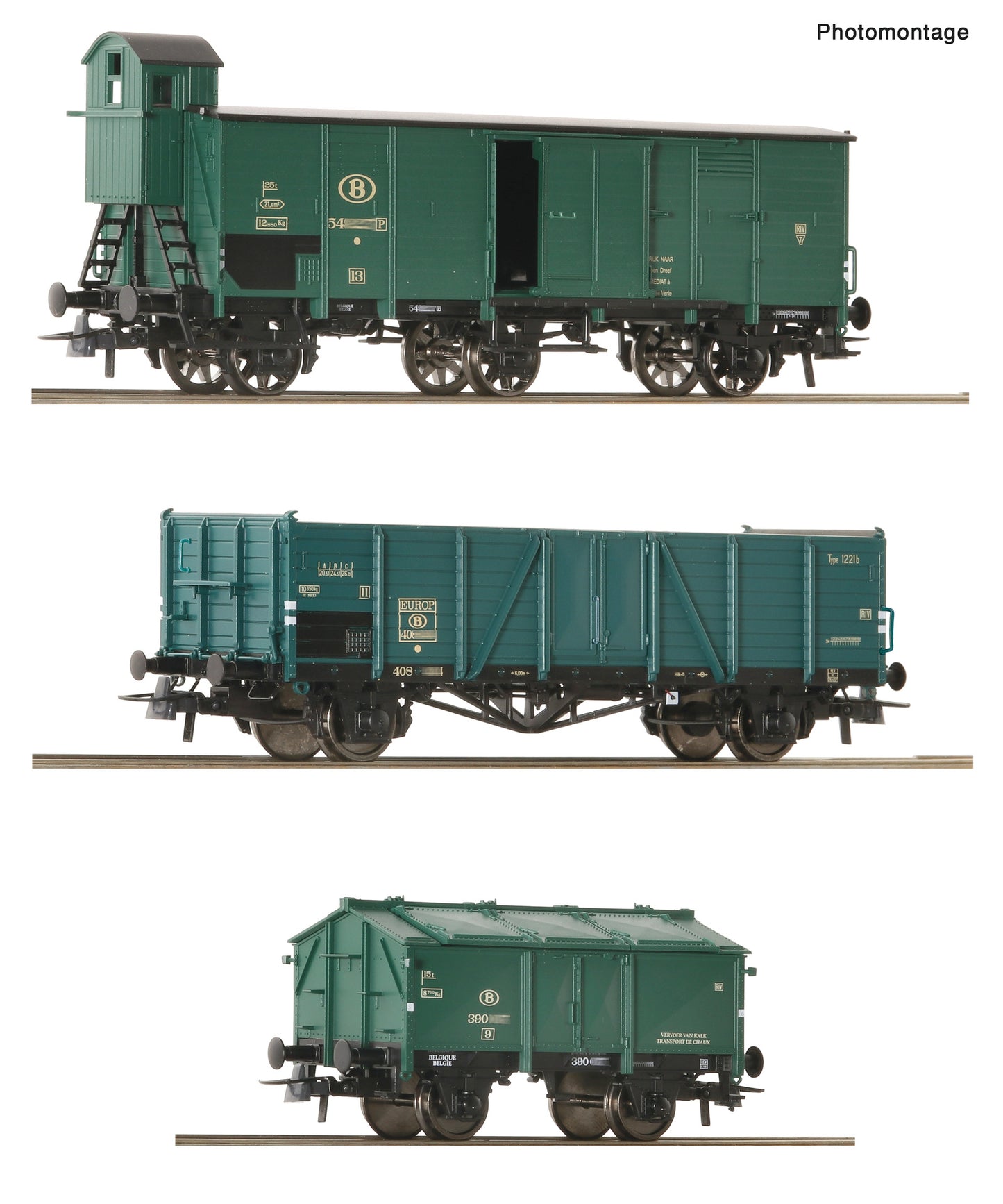 Roco SNCB Covered Wagon Set (3) III RC6600079 HO Gauge