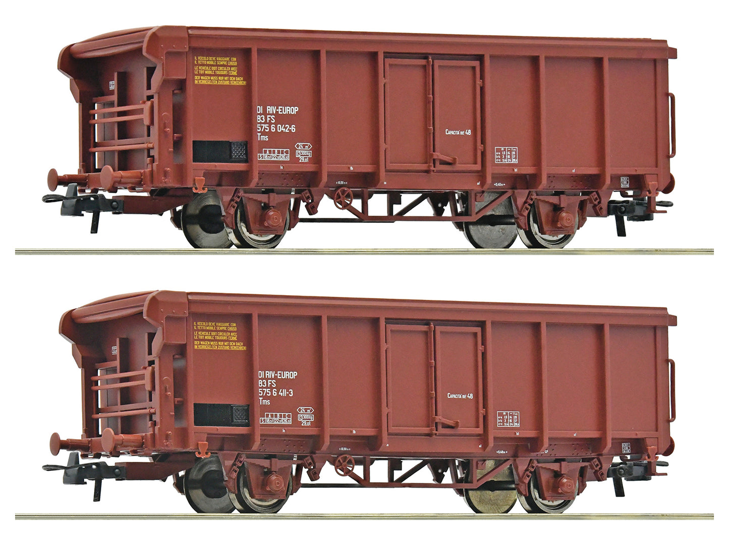 Roco FS Tms Rolling Roof Wagon Set (2) IV HO Gauge RC6600082