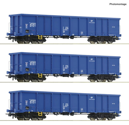 Roco PKP Cargo Wanos Gondola Set (3) VI HO Gauge RC6600100