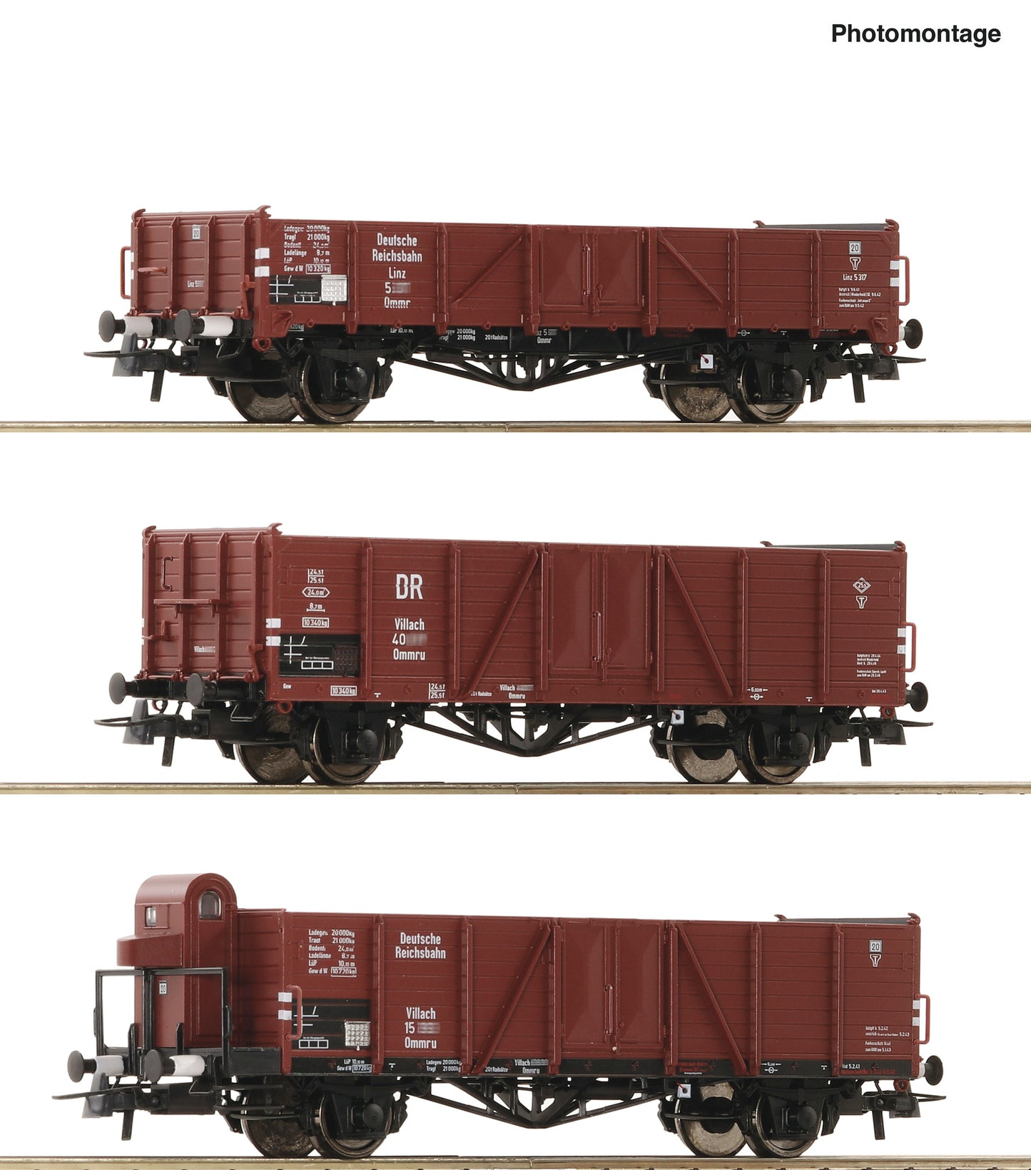 Roco DRB Ommr/Ommru/Ommru Open Wagon Set (3) II HO Gauge RC6600102