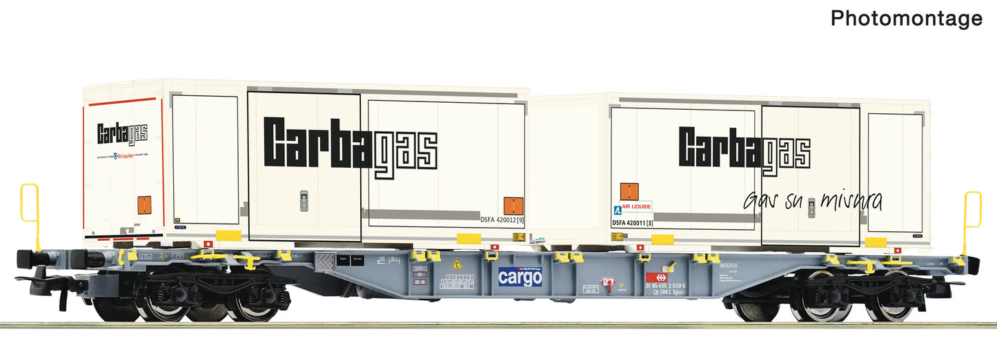Roco SBB Cargo Sgnss Flat Wagon w/Carbagas Container Load VI RC6600122 HO Gauge