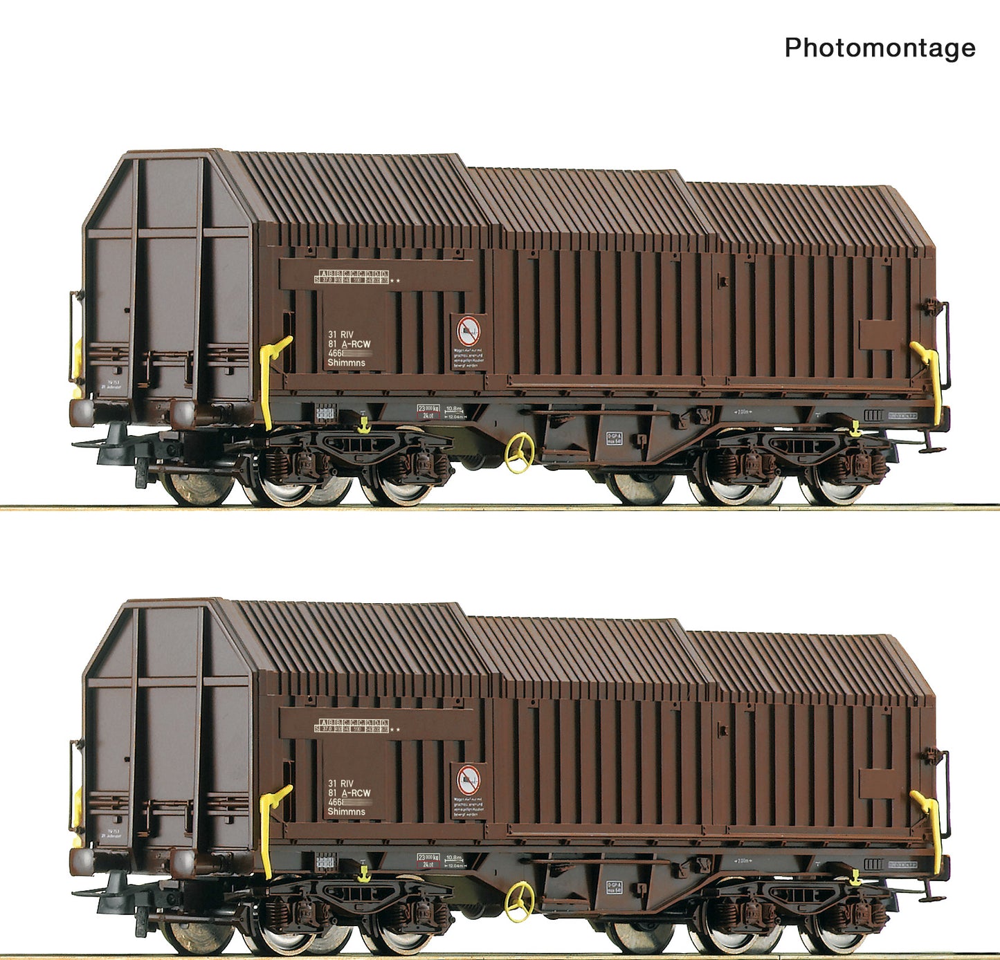 Roco Rail Cargo Austria Shimmns Telescopic Hood Wagon Set(2) VI 6600132 HO Gauge