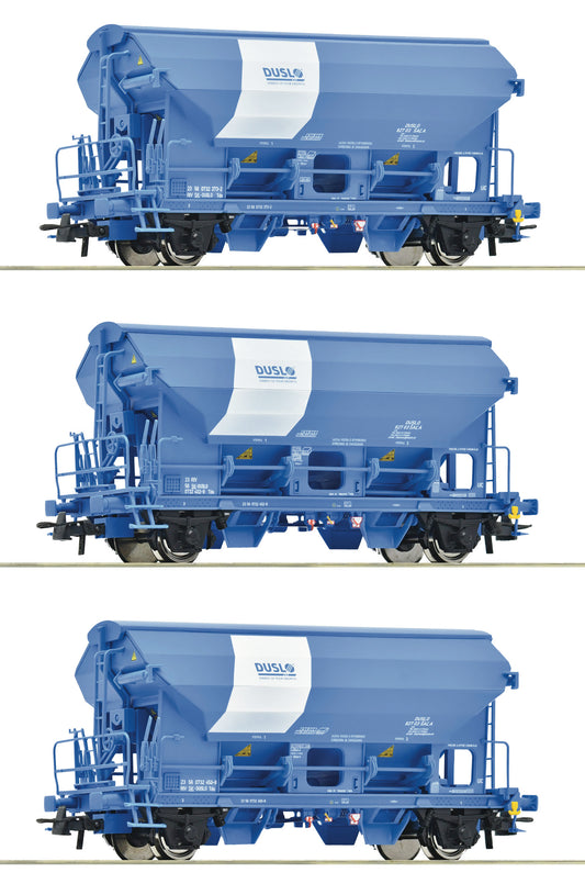 Roco DUSLO Tdns Swivel Roof Hopper Wagon Set (3) VI RC6600134 HO Gauge