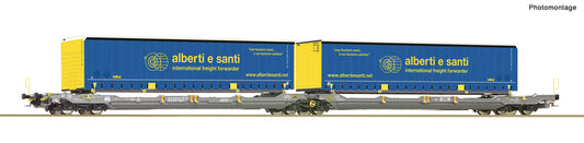 Roco Hupac T3000e Dbl Pocket Wagon w/Santi Swapbody Load VI RC6600137 HO Gauge