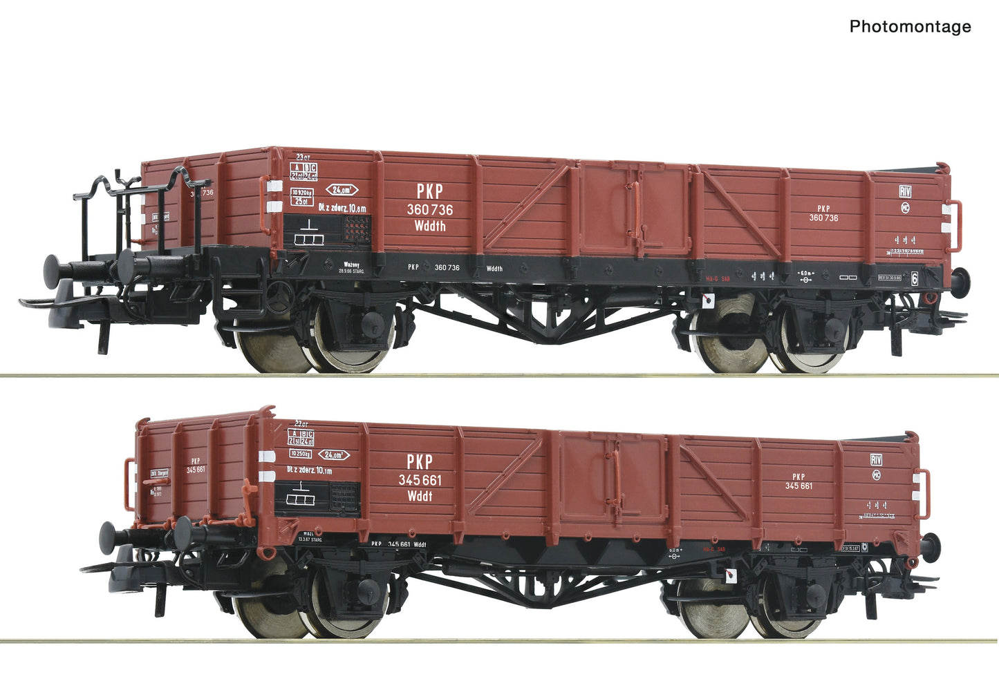 Roco PKP Wddt Open Wagon Set (2) III RC6600150 HO Gauge