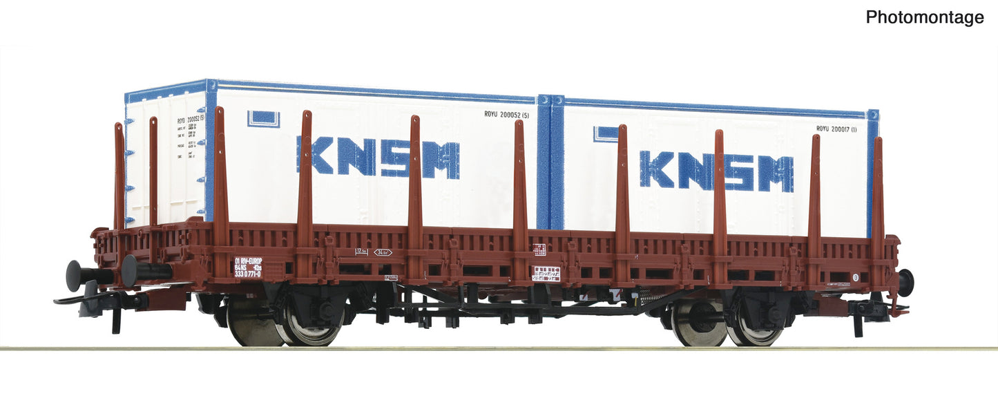 Roco NS Kbs Stake Wagon w/KNSM Container Load IV RC6600152 HO Gauge