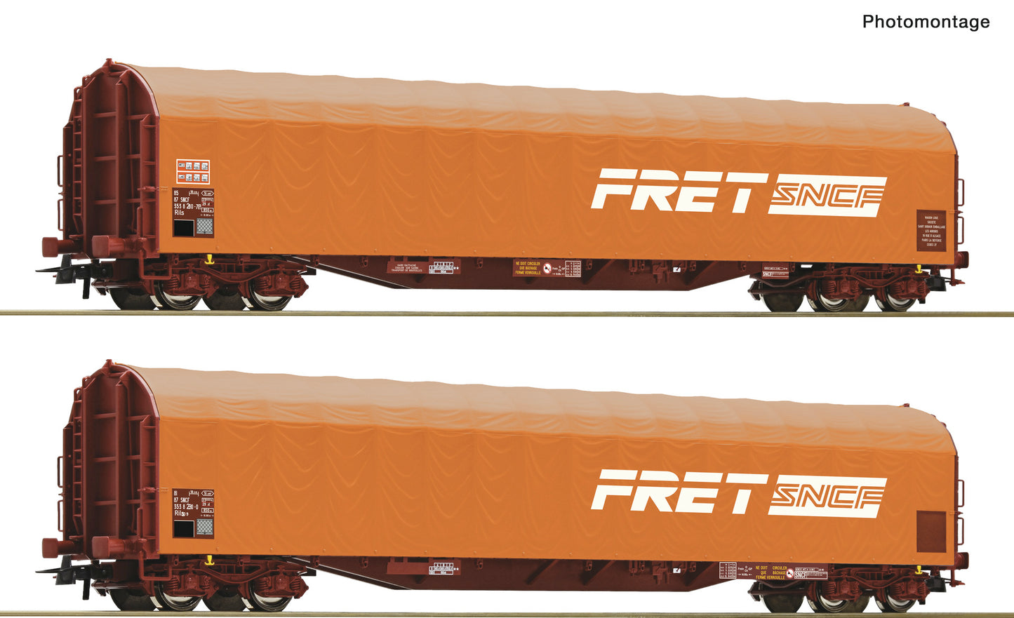Roco SNCF Fret Rilns Sliding Tarpaulin Wagon Set (2) IV RC6600161 HO Gauge
