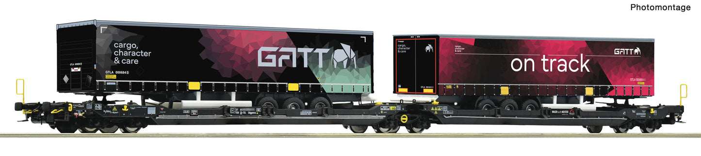 Roco TXL T3000e Dbl Pocket Wagon w/GATT Trailer Load VI RC6600170 HO Gauge