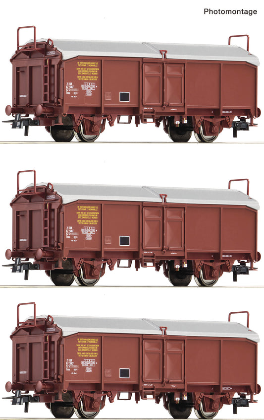Roco SNCF Tms Sliding Roof Wagon Set (3) IV RC6600173 HO Gauge