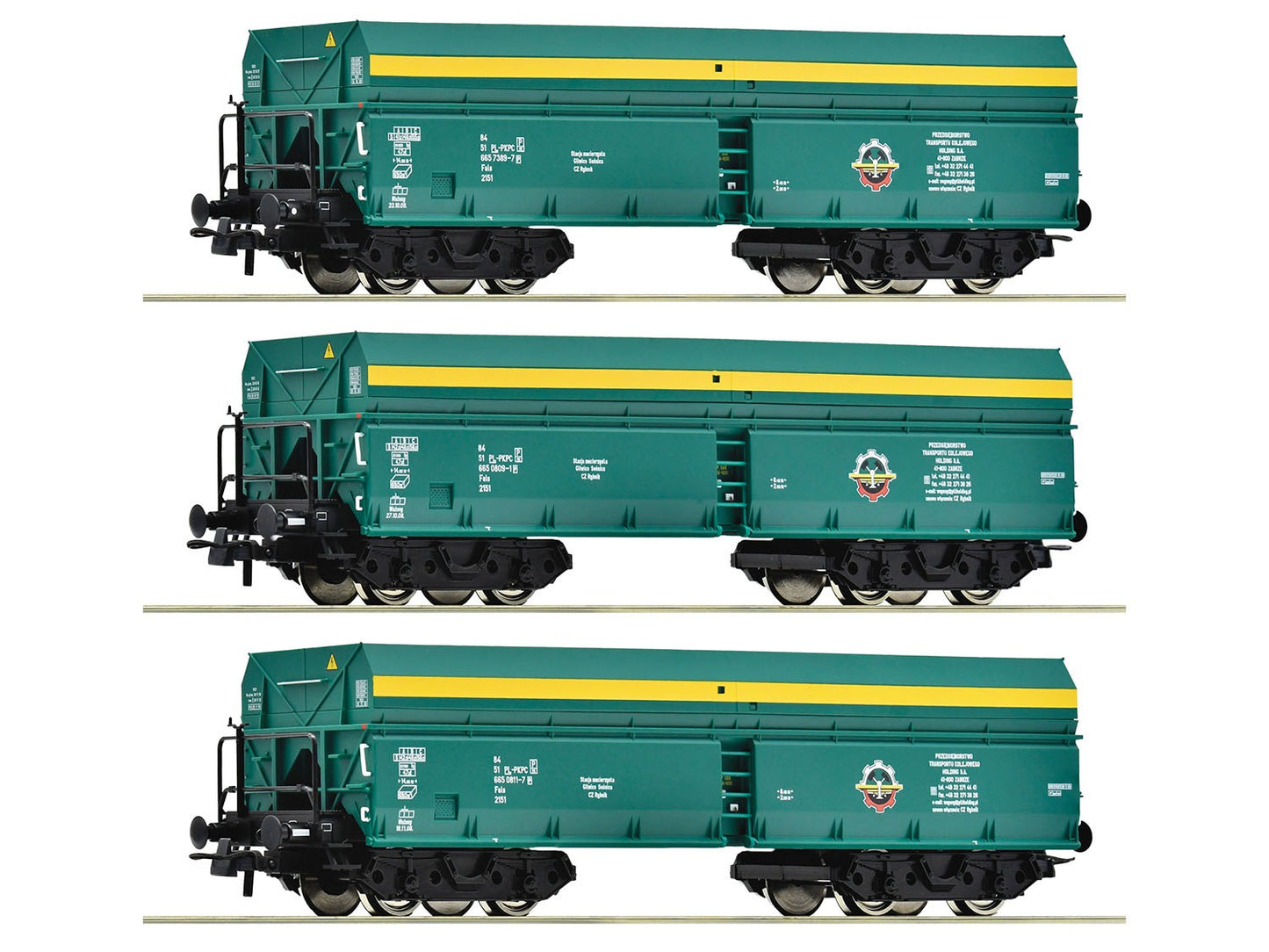 Roco PTKiGK Self Unloading Hopper Wagon Set (3) V RC6600195 HO Gauge