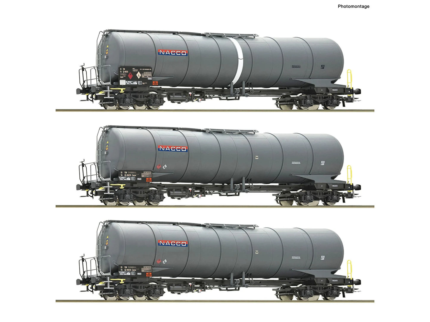 Roco 6600197 Nacco Zacns Bogie Tank Wagon Set (3) VI HO Gauge