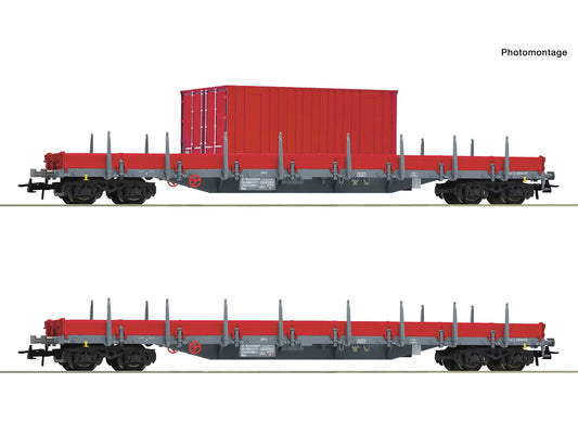 Roco 6600201 DBAG Res Match Wagons (2) for 6 Axle Crane VI HO Gauge