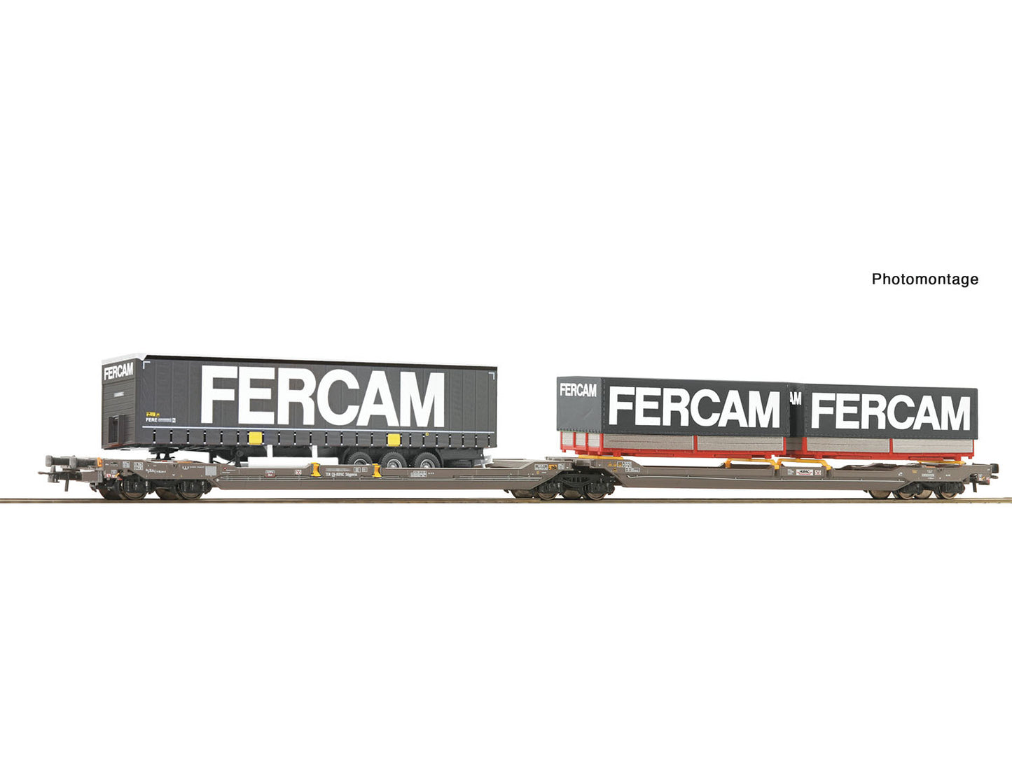 Roco 6600235 Hupac Sdggmrs738/T3000e Dbl Pocket Wagon w/Fercam Load VI HO Gauge