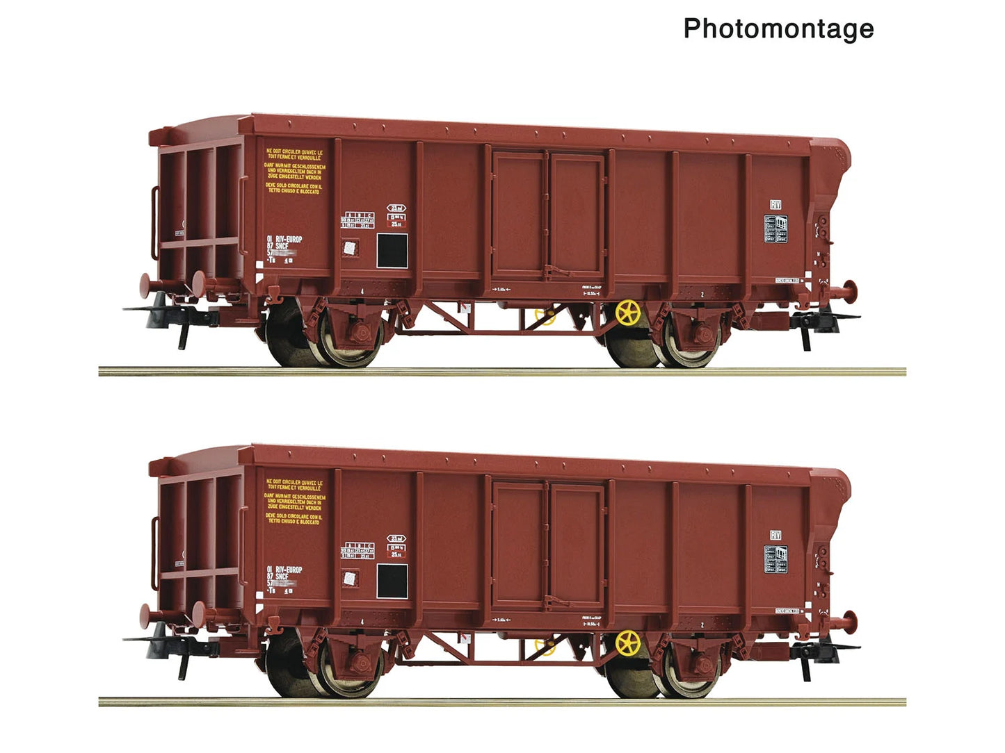 Roco 6600251 SNCF Ts Roll Roof Wagon Set (2) IV HO Gauge