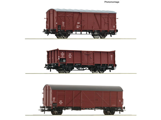Roco 6600273 PKP Wddo/Kddt/KDst Wagon Set (3) III HO Gauge