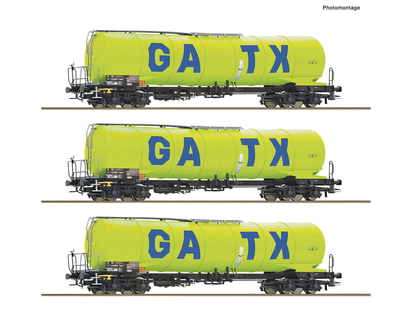Roco 6600277 GATX Zacns Bogie Tank Wagon Set (3) VI HO Gauge