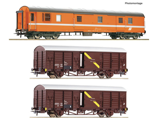 Roco 6600294 PBB Ds/Gbss-vx Postal Rolling Stock Set (3) IV HO Gauge