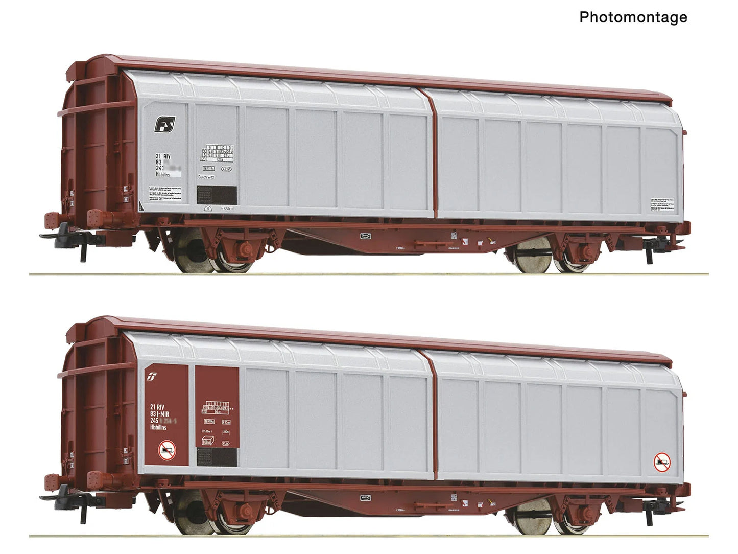 Roco 6600308 FS Hbbillns Sliding Wall Wagon Set (2) VI HO Gauge